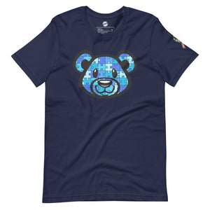 Blue Puzzle Bear Adult Unisex t-shirt