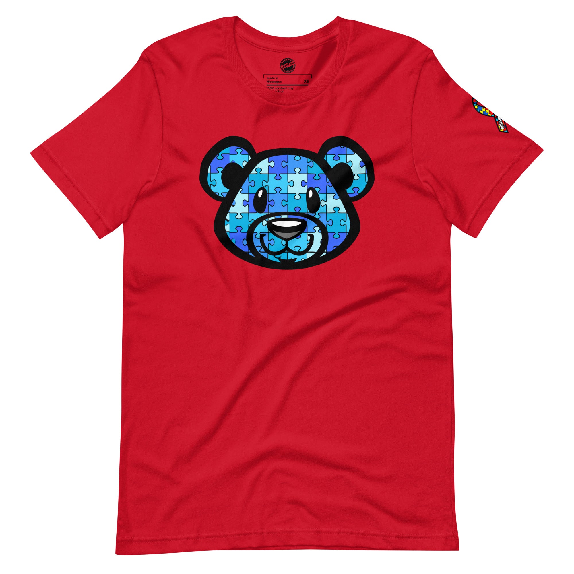 Blue Puzzle Bear Adult Unisex t-shirt